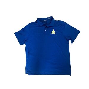 NWT Mens Seattle Mariner's Cutter & Buck Solid Blue Polo Shirt - Large